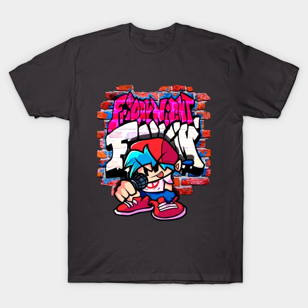 BoyFriend FNF. Brick wall T-Shirt by Abrek Art